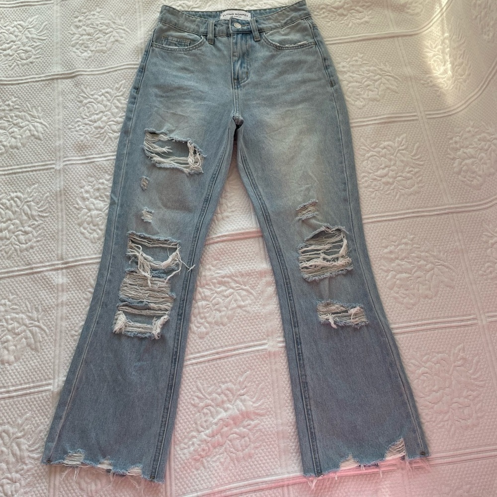 Buckle FLYING MONKEY Vintage Cropped Straight Jean Distressed Windfall 23 - Picture 5 of 14